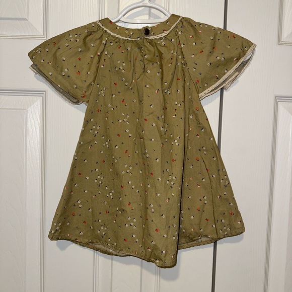 LA FAUTE A VOLTAIRE BUTTERFLY floral butterfly sleeve Khaki green 2T - Picture 4 of 8